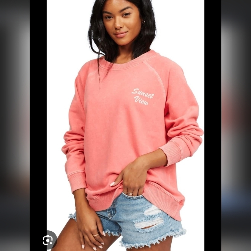 Billabong Womens Sunset View Coral Crew Neck Sweatshirt Size Medium